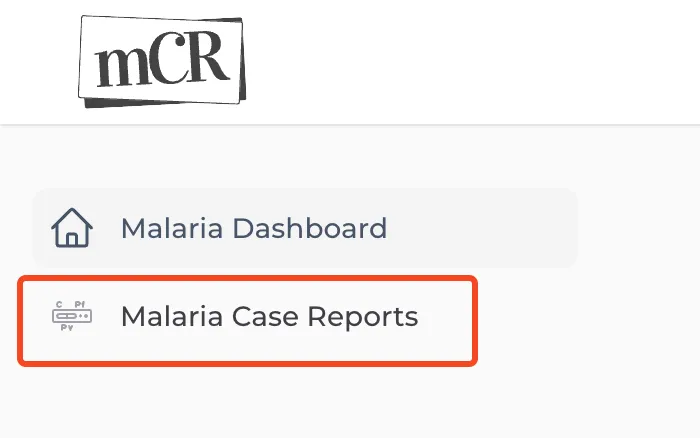 Malaria Case Reports panel navigation